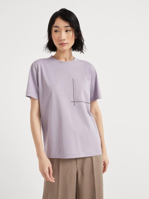 Cotton jersey T-shirt with shiny pocket detail
