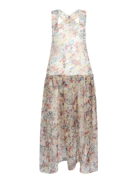 KHAITE Amello Floral Silk-Organza Maxi Dress floral