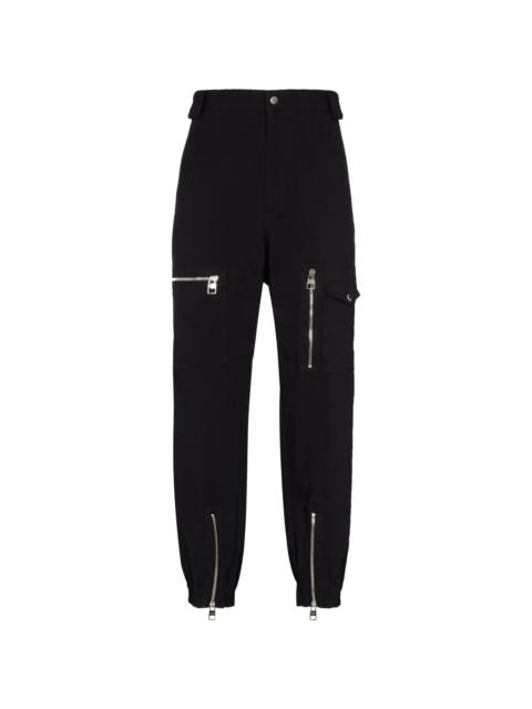 zip-detailing tapered trousers