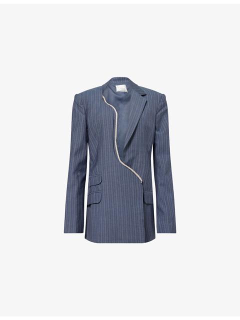 CHRISTOPHER ESBER Asymmetric Pinstripe Wool Blazer