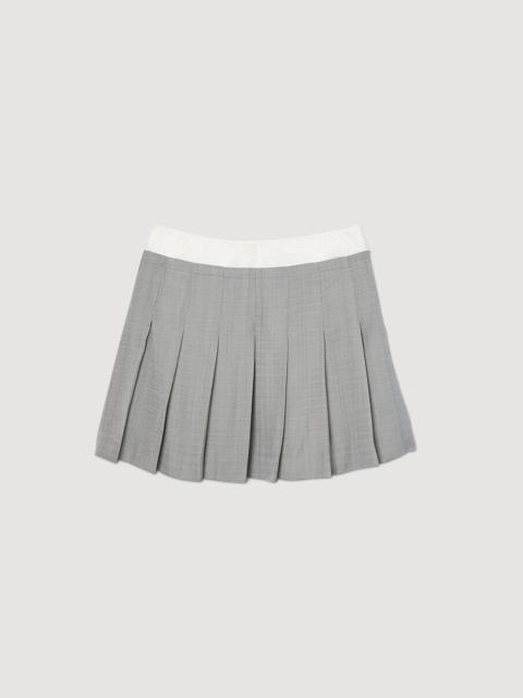 Sandro Short pleated skirt with satin finish
