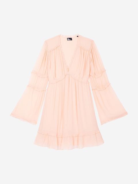 The Kooples SHORT RUFFLED PEACH DRESS