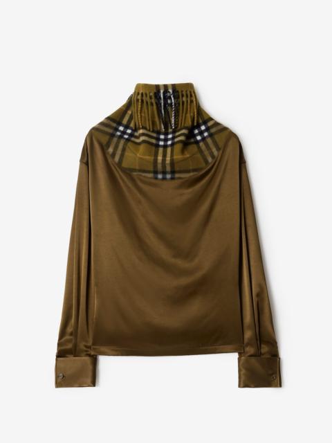 Satin and Check Scarf Top