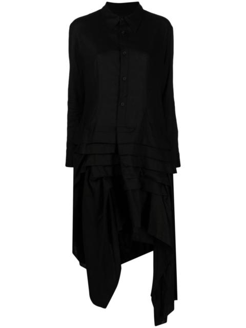 Yohji Yamamoto asymmetric ruffled midi shirtdress