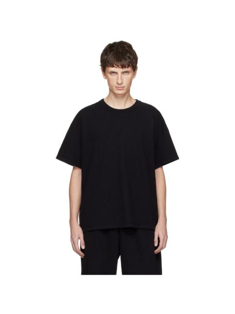 LES TIEN Black Lightweight Binded Neck Oversized T-shirt