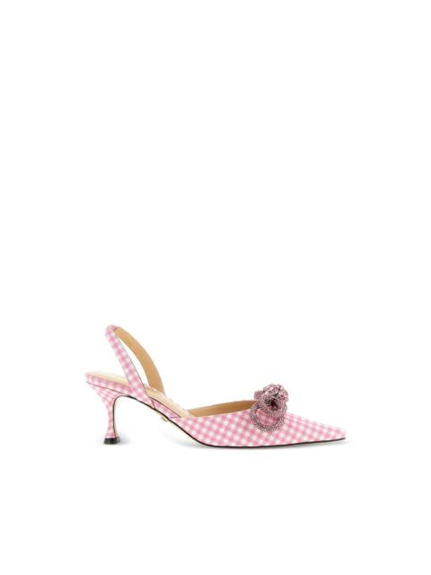 MACH & MACH Vichy-print bow-detail slingbacks