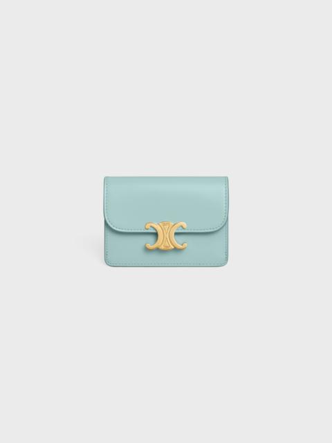 CELINE CARD HOLDER WITH FLAP TRIOMPHE in Shiny calfskin