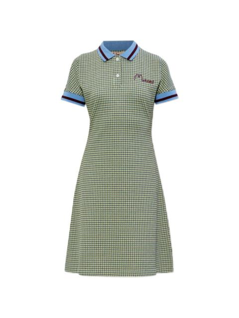 Marni check polo-collar mini dress