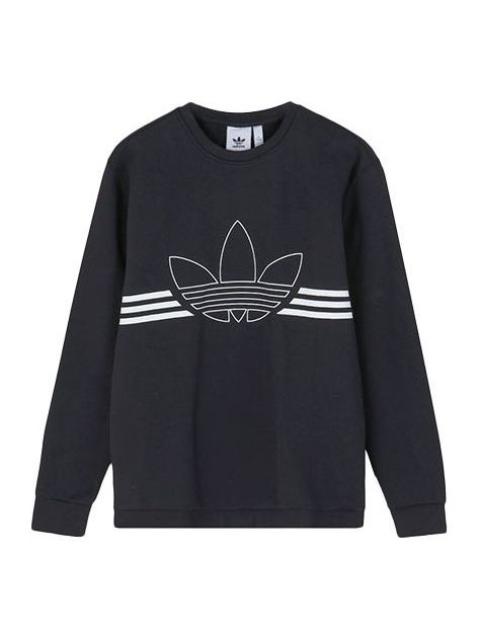 adidas originals Outline Crw Flc Casual Loose Round Neck Black ED4685