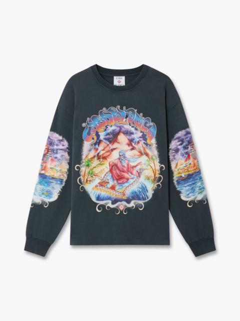CASABLANCA Navy Eveil Ancestral Washed Long Sleeve T-Shirt