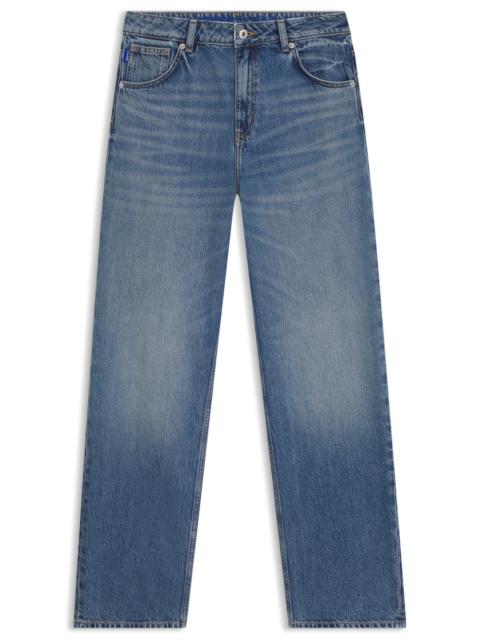 HUGO LOOSE-FIT JEANS IN BLUE DENIM WITH HAPPY HUGO LOGO