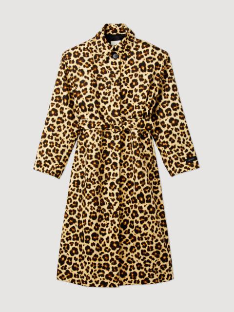 Sandro Oversized leopard-print trench coat