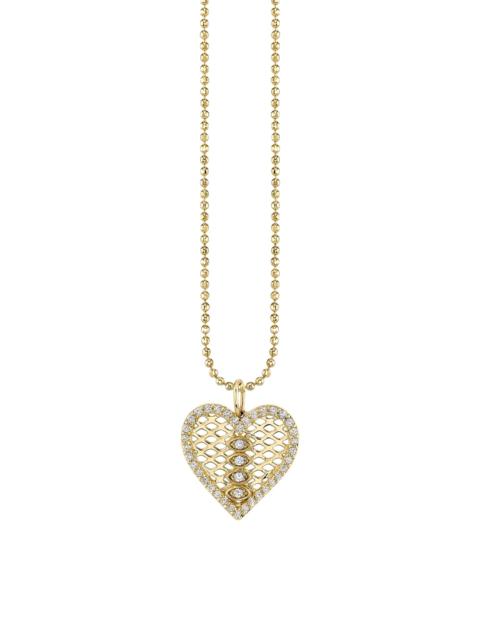 SYDNEY EVAN Women's 14K Yellow Gold & 0.39 TCW Diamond Fishnet Heart Pendant Necklace - Yellow Gold