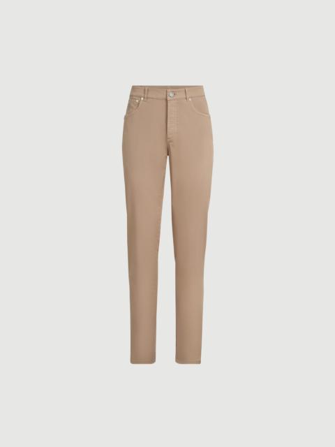 Brunello Cucinelli Garment-dyed Italian-fit five-pocket trousers in American Pima comfort cotton gabardine