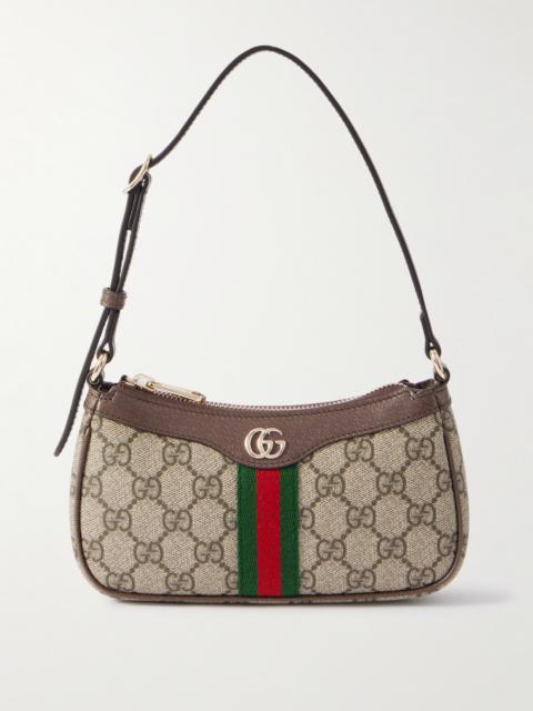 GUCCI Ophidia Mini Leather-trimmed Printed Coated-canvas Shoulder Bag