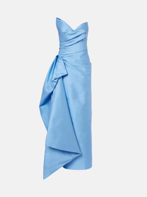 Monique Lhuillier Draped asymmetric bustier gown