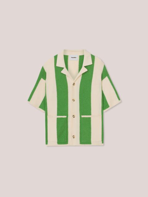 Nanushka JEFF - Terry-knit button-down knit - Creme/green
