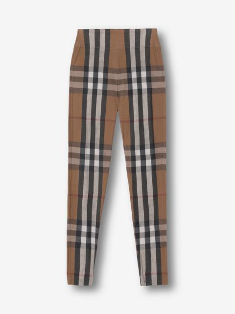 BURBERRY Checked Stretch-Jersey Leggings in Brown