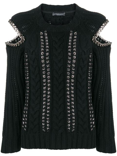 Alexander McQueen chain detail cold shoulder sweater
