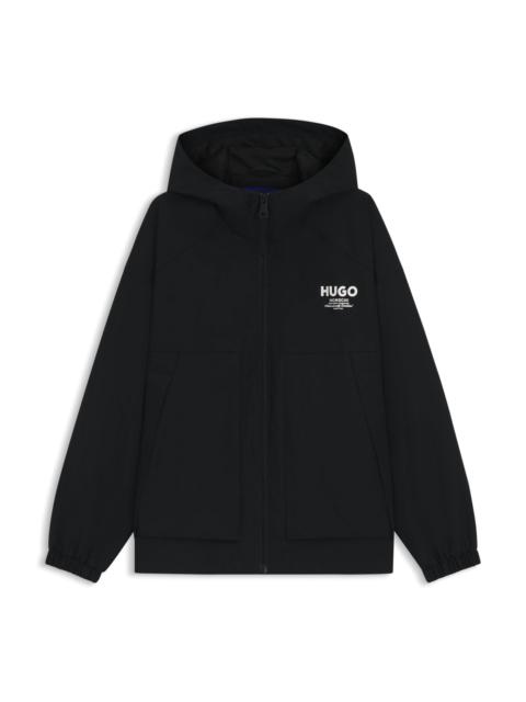 HUGO WATER-REPELLENT HOODED JACKET WITH LOGO PRINTS