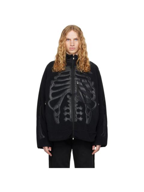 TAKAHIROMIYASHITA TheSoloist. Black Stand Up Collar Fleece Jacket