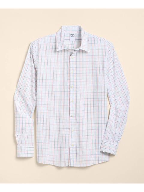 Brooks Brothers Performance Series Stretch Spread Collar, Tattersall Sport Shirt