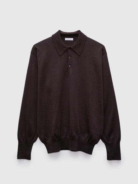 KAPTAIN SUNSHINE Cotton Wool High-Gauge Knit Polo in Espresso