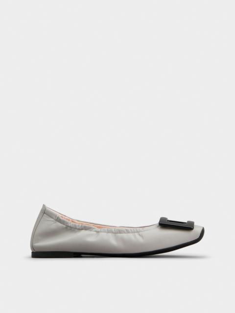Roger Vivier Viv' Pockette Lacquered Buckle Ballerinas in Nappa Leather