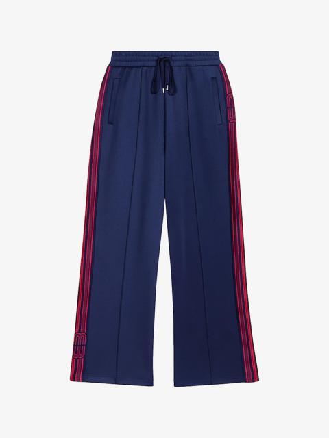 Side-stripe drawstring-waist stretch-jersey trousers