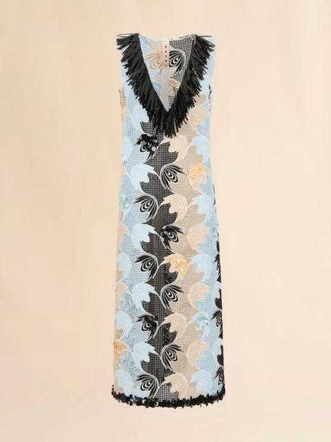 Marni BLUE AND BLACK BRODERIE ANGLAISE FLORAL DRESS
