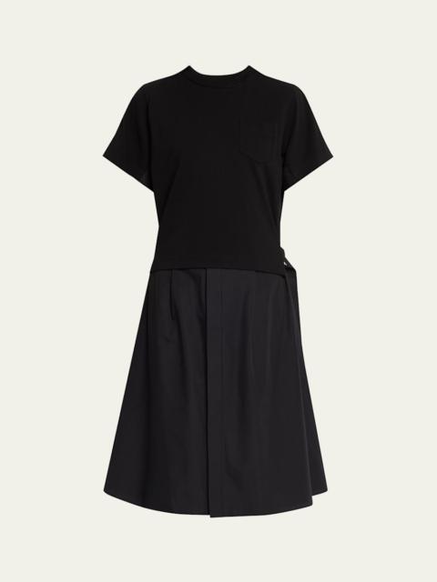sacai Cotton Poplin x Knit Shirtdress