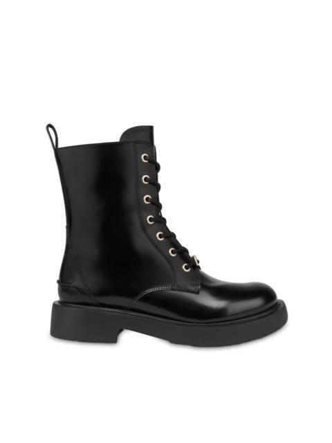 Moschino lace up leather boots