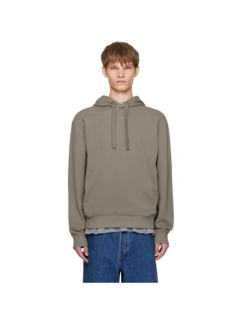 HUGO Taupe Cotton-Terry Relaxed-Fit Hoodie