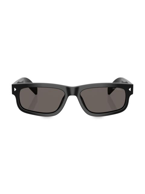 Prada Men's 57MM Rectangular Sunglasses - Black Dark Grey