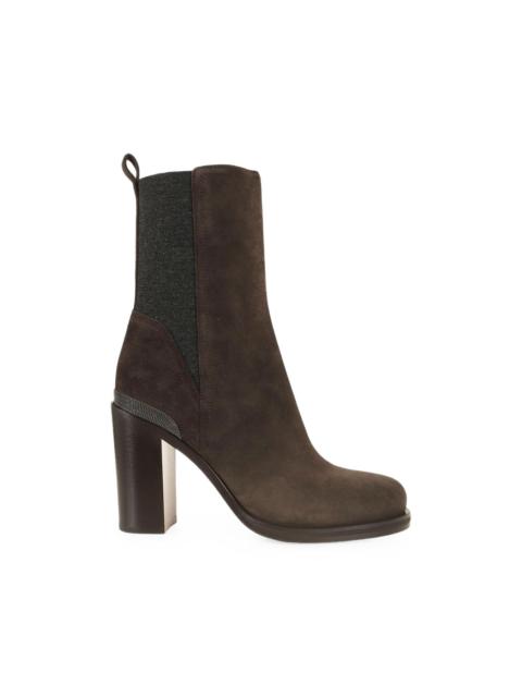 Brunello Cucinelli Monili-chain suede ankle boots