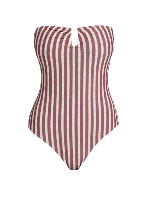 SIMKHAI Women's Ottilie Striped One-Piece Swimsuit - Oxblood Stripe