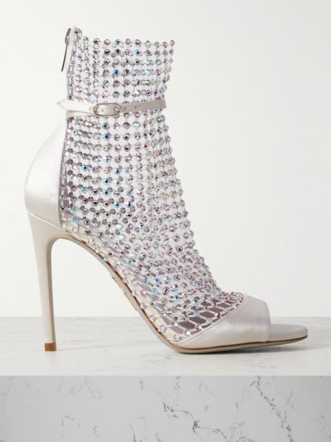 RENE CAOVILLA Galaxia Crystal-embellished Satin And Mesh Pumps
