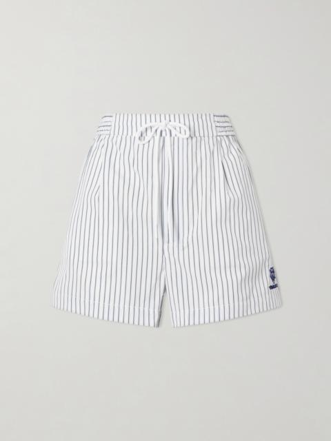 Polo Ralph Lauren + Wimbledon Logo-embroidered Striped Cotton Shorts