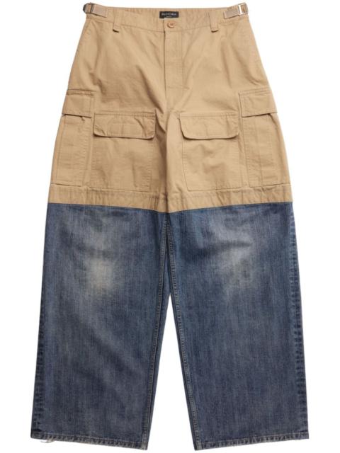 BALENCIAGA layered-design cotton wide-leg trousers