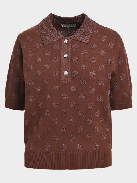 ESSENTIEL ANTWERP Krab Polka-Dot Jacquard Knit Polo