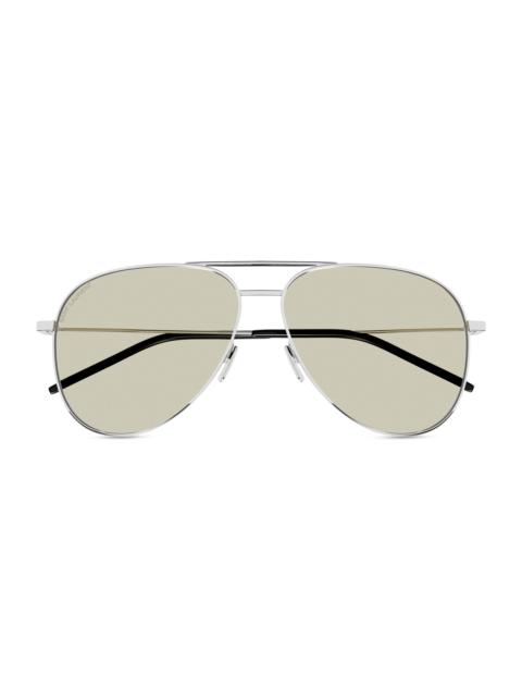 SAINT LAURENT Men's Classic 11 59MM Pilot Metal Sunglasses - Silver Brown