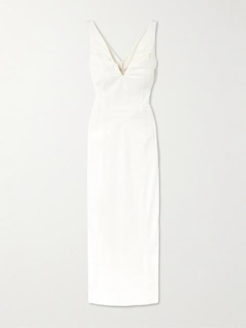 FAITHFULL Desord Pleated Cotton-poplin Midi Dress