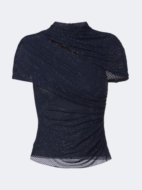 self-portrait Cutout embellished mesh top