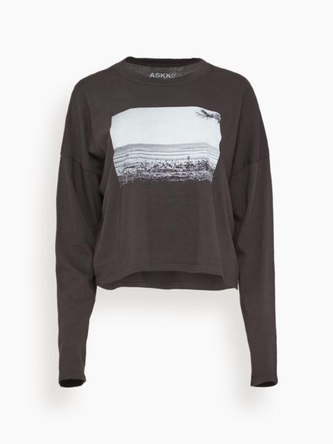 ASKK NY Cropped Long Sleeve Printed Tee in Heidi