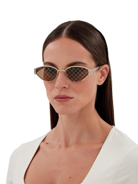 GUCCI Women's Guccissima 55MM Geometric Sunglasses - Gold Brown