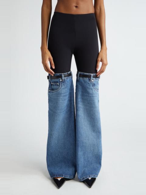 Coperni Hybrid Denim & Knit Pants in Black /Blue at Nordstrom