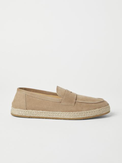Brunello Cucinelli Suede loafer sneakers with rope insert