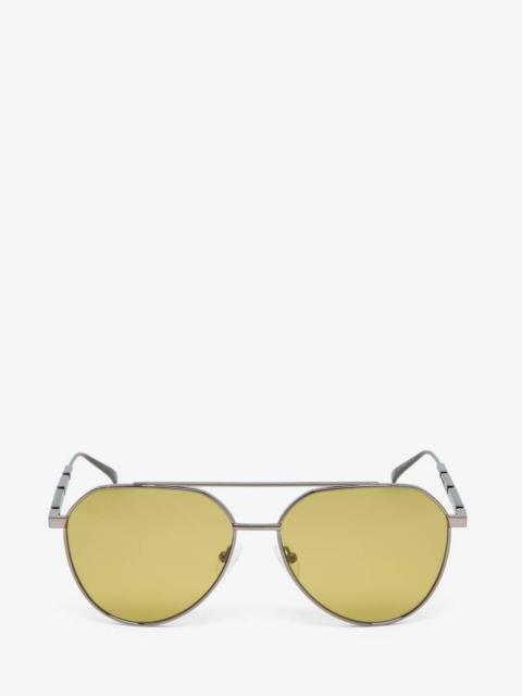 Metal Plaque Pilot Sunglasses