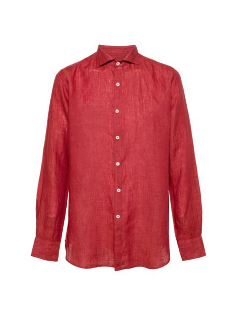 Canali slub-texture linen shirt