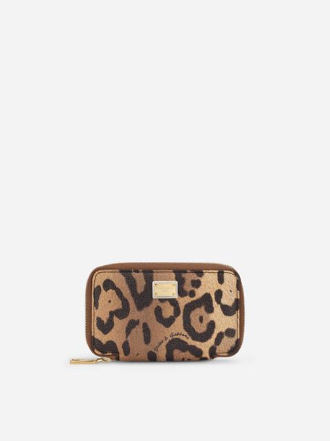 Dolce & Gabbana Leopard-print Crespo key chain with zipper and branded plate